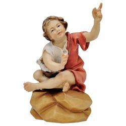 Imagen de Bebé sentado en la Hoguera cm 8 (3,1 inch) Belén Pastor Pintado a Mano Estatua artesanal de madera Val Gardena estilo campesino clásico