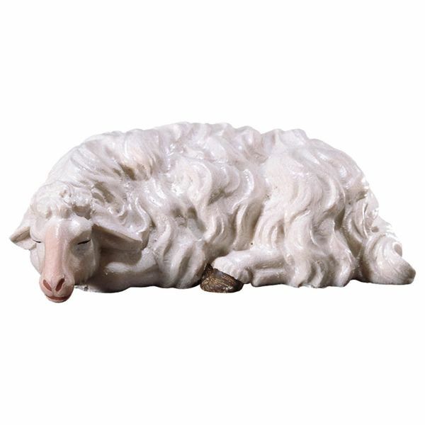 Picture of Sleeping Sheep cm 8 (3,1 inch) Hand Painted Shepherd Nativity Scene classic Val Gardena wooden Statue peasant style