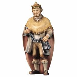 Picture of Caspar White Wise King cm 8 (3,1 inch) Hand Painted Shepherd Nativity Scene classic Val Gardena wooden Statue peasant style