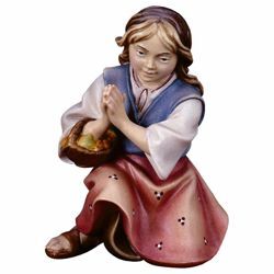 Picture of Kneeling Girl that prays cm 16 (6,3 inch) Hand Painted Shepherd Nativity Scene classic Val Gardena wooden Statue peasant style