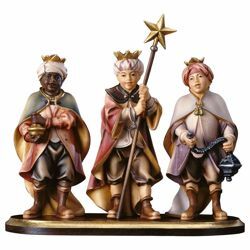 Picture of Choirboys on Pedestal Group 4 Pieces cm 16 (6,3 inch)) Hand Painted Shepherd Nativity Scene classic Val Gardena wooden Statue peasant style