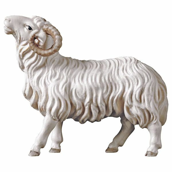 Immagine di Montone Presepe Pastore 50 cm rustico legno grande dipinto