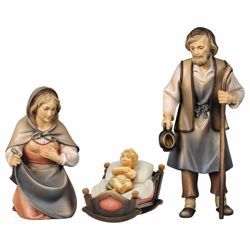 Picture of Holy Family with Cradle cm 50 (19,7 inch) Hand Painted Shepherd Nativity Scene classic Val Gardena wooden Statue peasant style