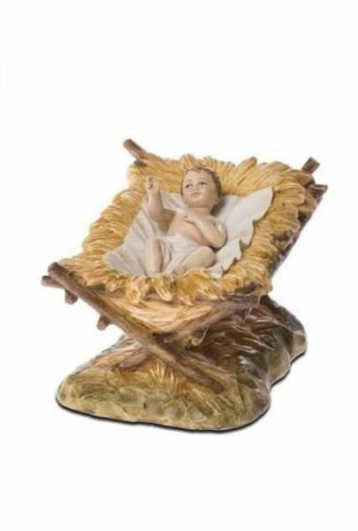 Immagine di Gesù Bambino con Culla 18 cm Presepe Lando Landi in resina PER ESTERNO