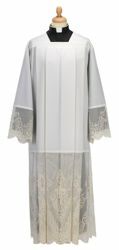 Picture of Liturgical Alb square collar marquisette Wool blend priestly Tunic Felisi 1911 Ivory 
