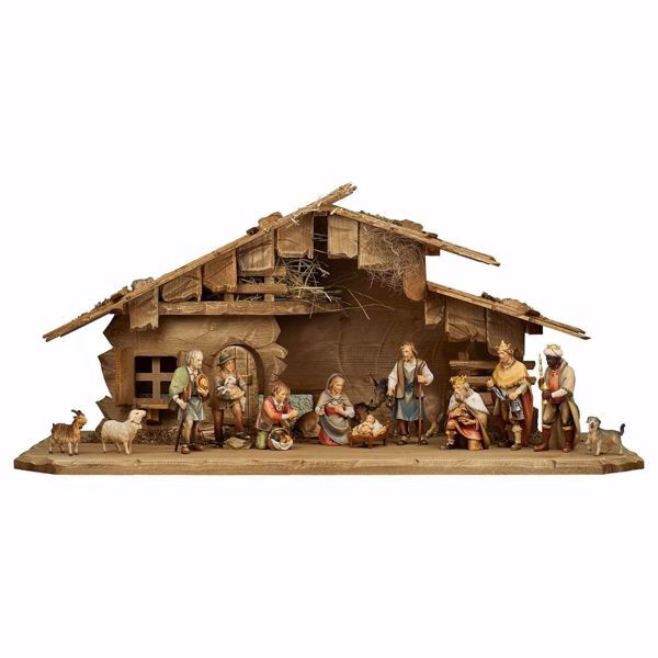 Picture of Shepherd small wooden Nativity set 16 pcs 8 cm (3,1 inch) 