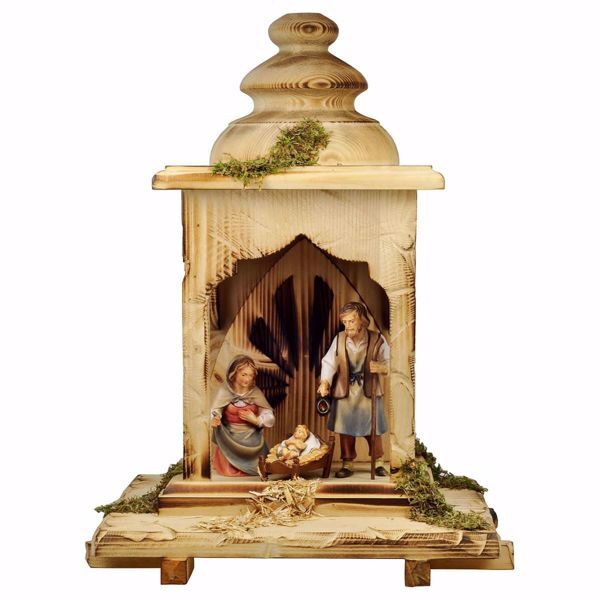 Picture of 5 Pieces Set cm 12 (4,7 inch) Hand Painted Shepherd Nativity Scene classic Val Gardena wooden Statue peasant style