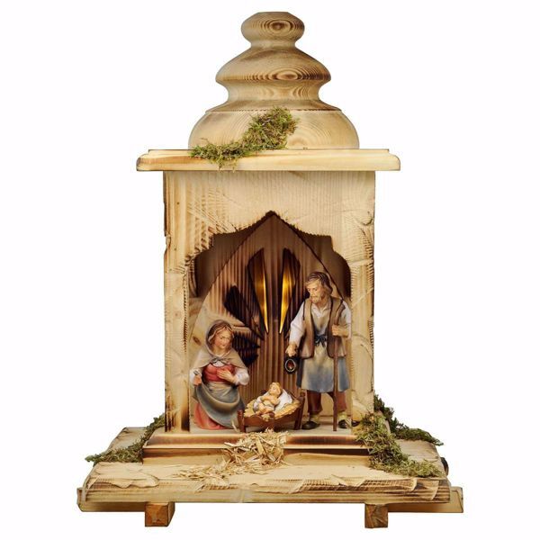 Immagine di Presepe Pastore completo 5 pezzi con luce 12 cm artigianale legno