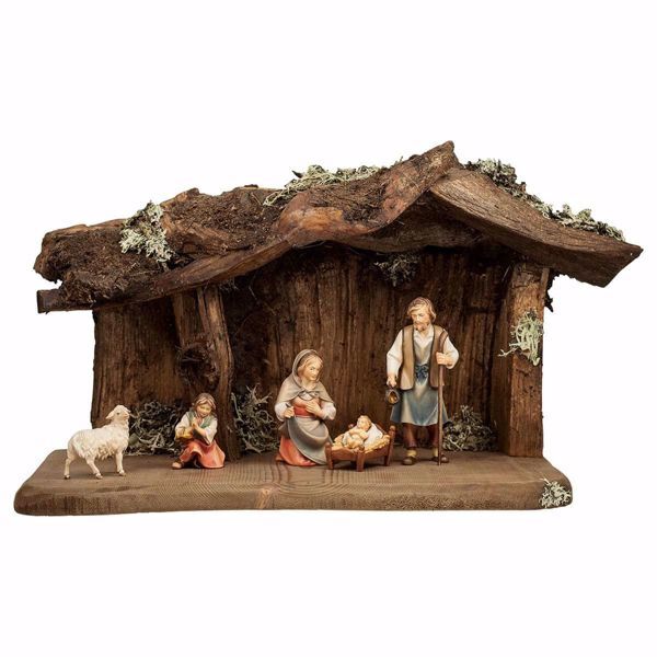 Immagine di Presepe Pastore completo 7 pezzi 10 cm artigianale legno