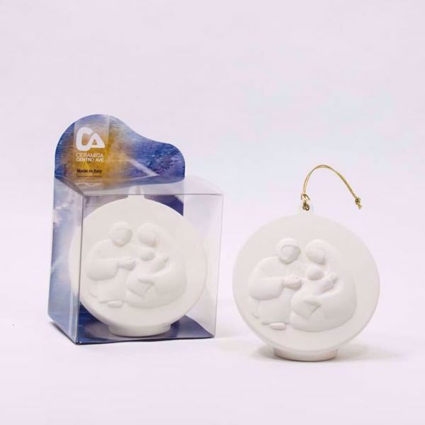 Immagine di Pallina di Natale Sacra Famiglia 8 cm Centro Ave Loppiano terracotta