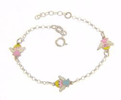 Picture of Bracelet Silver 925  and Enamels Three Guardian Angels for Baby and Girl