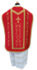 Picture of Fiddleback Chasuble Clergy Planeta Damask cotton blend ivory white violet red green