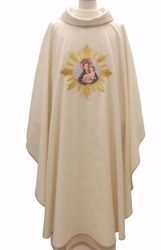 Picture of CUSTOMIZABLE Liturgical Chasuble Embroidered Image upon request in pure Wool Ivory Red Green Purple Chorus