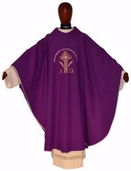 Picture of Liturgical Chasuble ETERNAL LIFE in pure Polyester Ivory Purple Chorus