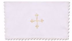 Picture of Sacramental Altar Linens with Lace 5 pieces Set Embroidered Cross in pure Linen White Chorus Mass Altar Cloths