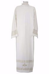 Picture of Liturgical Alb with Folds with Embroidered golden Cross in Extra-light Wool Ivory Chorus