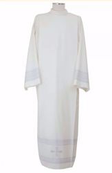 Picture of Liturgical Alb with Folds with Embroidered simple Cross in Extra-light Wool Ivory Chorus