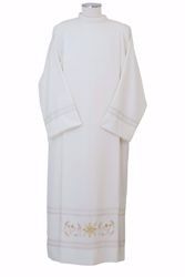 Picture of Liturgical Alb with Folds Embroidered Gold Wheat in Extra-light Wool Ivory Chorus
