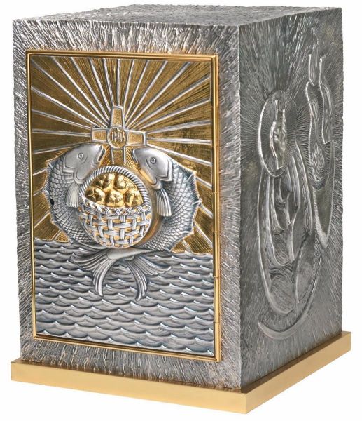 Picture of Catholic Tabernacle bicolor bronze Exposition H. 46 cm (18,1 inch) Loaves Fishes