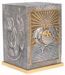 Picture of Altar Tabernacle with Exposition cm 46x33x33 (18,1x13,0x13,0 inch) Loaves Fishes in bronze with bicolor Door Silver for Church