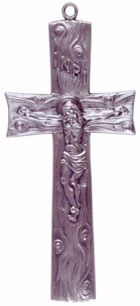 Immagine di Crocifisso da muro cm 22,5x10,5 (8,7x4,1 inch) INRI in bronzo Oro Argento Croce da Parete per Chiesa