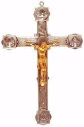 Picture of Wall mounted Crucifix cm 36x25 (14,2x14,2 inch) Crucifix JHS Trinity symbol in bronze Gold Silver Cross for Churches