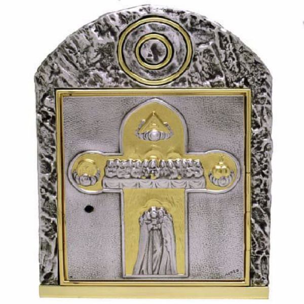 Picture of Catholic Tabernacle bicolor bronze H. 35 cm (13,8 inch) Eye of God Last Supper