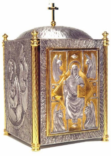 Immagine di Tabernacolo grande bronzo 62x37x37 cm Cristo Pantocratore Evangelisti