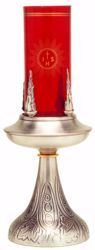 Imagen de Lámpara de Altar Santísimo Sacramento H. cm 20 (7,9 inch) Uvas Espigas de Trigo estilizadas bronce Oro Plata porta vela de Altar Iglesia