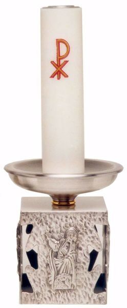 Imagen de Candelero litúrgico de Altar H. cm 17 (6,7 inch) Cuatro Evangelistas de bronce Oro Plata Portavela de Mesa Iglesia