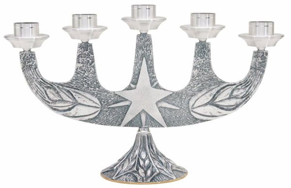 Immagine di Candeliere da Altare 5 fiamme 47x30 cm Stella Spighe Fiamme