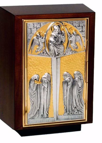 Imagen de Sagrario de mesa cm 41x29x28 (16,1x11,4x11,0 inch) Cristo Pantocrátor de madera Plata Bicolor Tabernáculo de Altar Iglesia