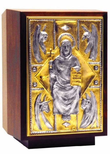 Imagen de Sagrario en madera 41x29x28 cm Cristo Pantocrátor Evangelistas
