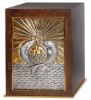 Picture of Wooden Tabernacle Exposition H. 35 cm (13,8 inch) Cross IHS Loaves Fishes