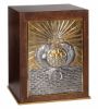 Picture of Wooden Tabernacle Exposition H. 35 cm (13,8 inch) Cross IHS Loaves Fishes