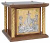 Immagine di Tabernacolo in legno piccolo 4 colonne 35x35x33 cm Barca Uva Spighe