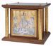 Imagen de Sagrario de mesa pequeño 4 Columnas cm 35x35x33 (13,8x13,8x13,0 inch) Barco Uvas Espigas madera Puerta bicolor Tabernáculo de Altar