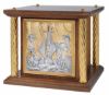 Immagine di Tabernacolo in legno piccolo 4 colonne 35x35x33 cm Barca Uva Spighe