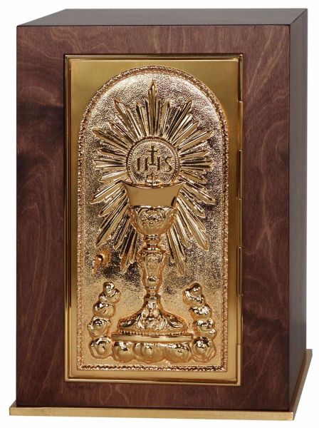 Picture of Wooden Tabernacle H. 30 cm (11,8 inch) Roses Chalice IHS Rays