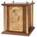 Picture of Altar Tabernacle 4 Columns cm 40x40x50 (15,7x15,7x19,7 inch) Roses Chalice IHS Rays of Light in wood Gold for Church