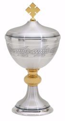 Picture of Liturgical Ciborium H. cm 26 (10,2 inch) with Knot Ears of Wheat in bicolor chiseled brass Silver 