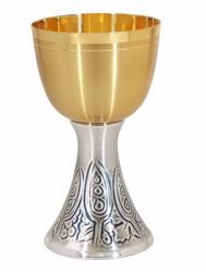 Immagine di Calice liturgico H. cm 20 (7,9 inch) Tralci d'Uva in ottone Argento da Altare per vino da Messa