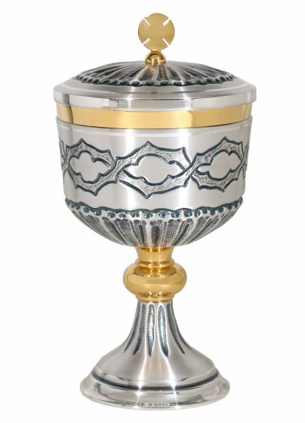 Picture of Ciborium H. 24,5 cm (9,6 inch) with knot Crown of Thorns chiseled brass