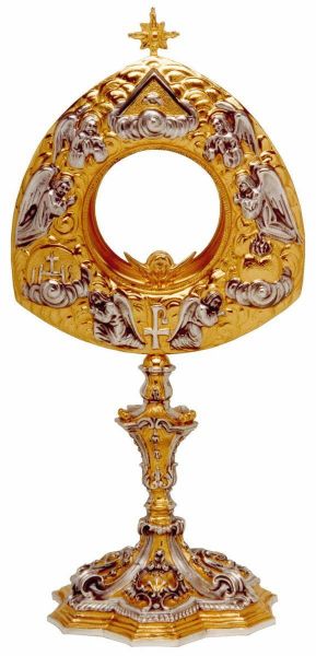 Picture of Baroque Monstrance with bezel H. 36 cm (14,2 inch) Eye of God Angels