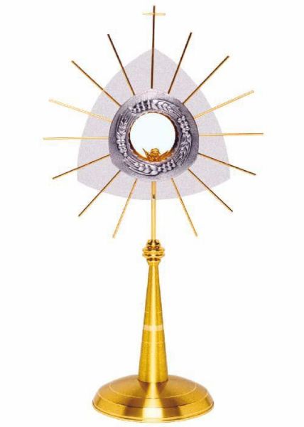 Immagine di Ostensorio moderno con lunetta H. 66 cm Uva Spighe Raggiera