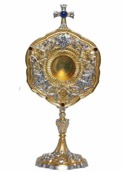 Picture of Baroque Reliquary H. 38 cm (15,0 inch) Grapes Wheat Cross Lapis Lazuli