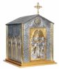 Immagine di Tabernacolo grande cesellato con luce 62x51x58 cm Crocifissione Trinità Croce
