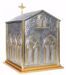 Picture of Altar Tabernacle cm 62x51x58 (24,4x20,1x22,8 inch) Crucifixion Trinity Columns of the Temple Cross chiseled brass with internal light Bicolor