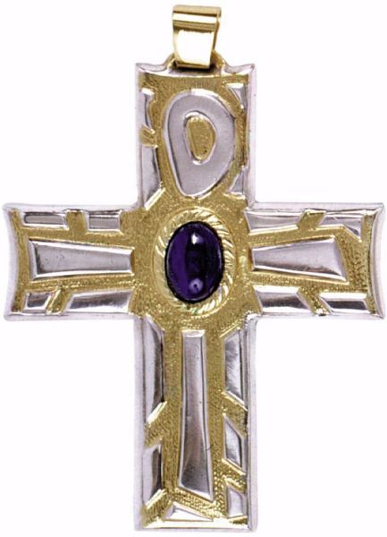 Immagine di Croce pettorale 9x7 cm bicolor Chrismon Lapislazzuli