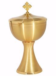 Picture of Liturgical Ciborium H. cm 25 (9,8 inch) smooth satin finish in brass Gold 